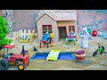 Making A Mini Village House Model With Miniature Pool Mini DIY Tractor