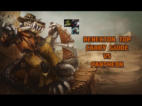 Renekton TOP V.S Pantheon Carry Guide! Patch 7.8 - League Of Legends Gameplay