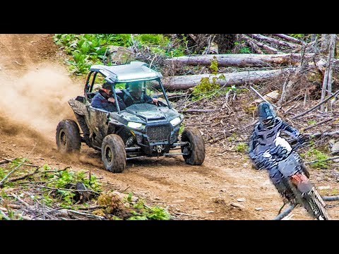 RZR Turbo + KTM 350SXF Ripping Down a Logging Road - KTM Dirt Bike + Polaris SXS