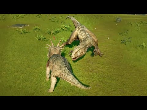 Indominus REX vs Polacanthus,  Styracosaurus - Breakout and Fight   - Jurassic World Evolution