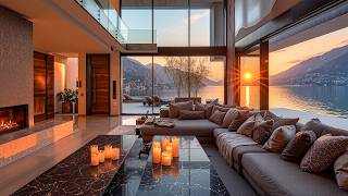 Sweet Jazz And A Lakeside Sunset – Cozy Jazz In A Luxury Living Room Perfect For Studying, Reading