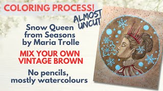 Full colouring process - Snow Queen - easy quick watercolour page,  RE-UPLOADED with better quality
