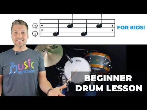 Easy First Drum Set Lesson for Kids | Beginner Drum Beat