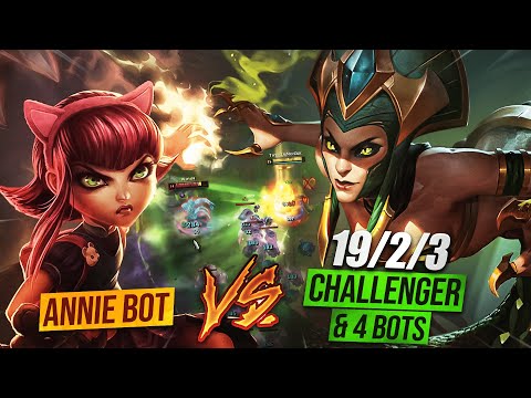 CHALLENGER Cassiopeia & 4 Bots vs Annie Bot... | MoeZaic