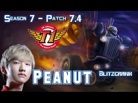 SKT T1 Peanut BLITZCRANK vs THRESH Supp - Patch 7.4 KR Ranked