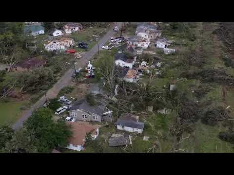 Drone footage of the tornado that devastated Monroe Louisiana on Easter day 2020