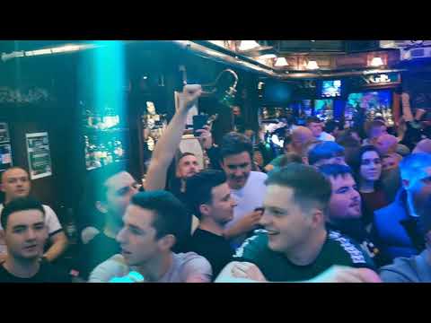 Damien Quinn singing Athenrye in Rome 2019 to Celtic Fans