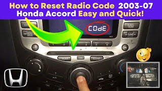 How to Reset Radio Code and Clock for 2003-07 Honda Accord Easy and Quick DIY Fix!