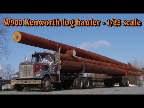 W900 Kenworth logging truck - looking back at a 1/25 scale model inspired by one photo