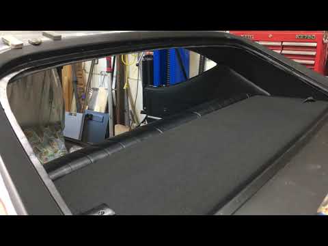 68 Chevelle headliner, trims, and rear package tray progress.