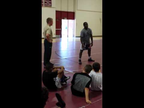 Harry Lester demonstrates a throw