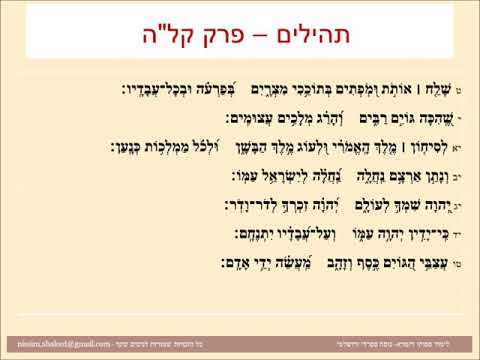 תהילים פרק קלה, Psalm 135, פסוקי דזמרא תפילת שבת - הללויה הללו עבדי ה' - נוסח ספרדי ירושלמי
