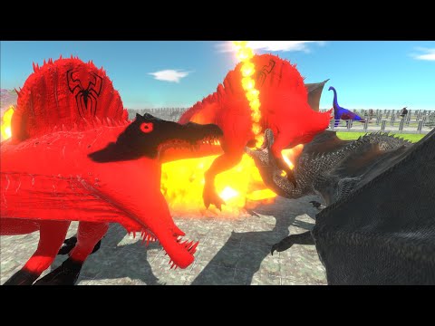 2x SPIDERMAN SPINOSAURUS DEATH RUN - Animal Revolt Battle Simulator