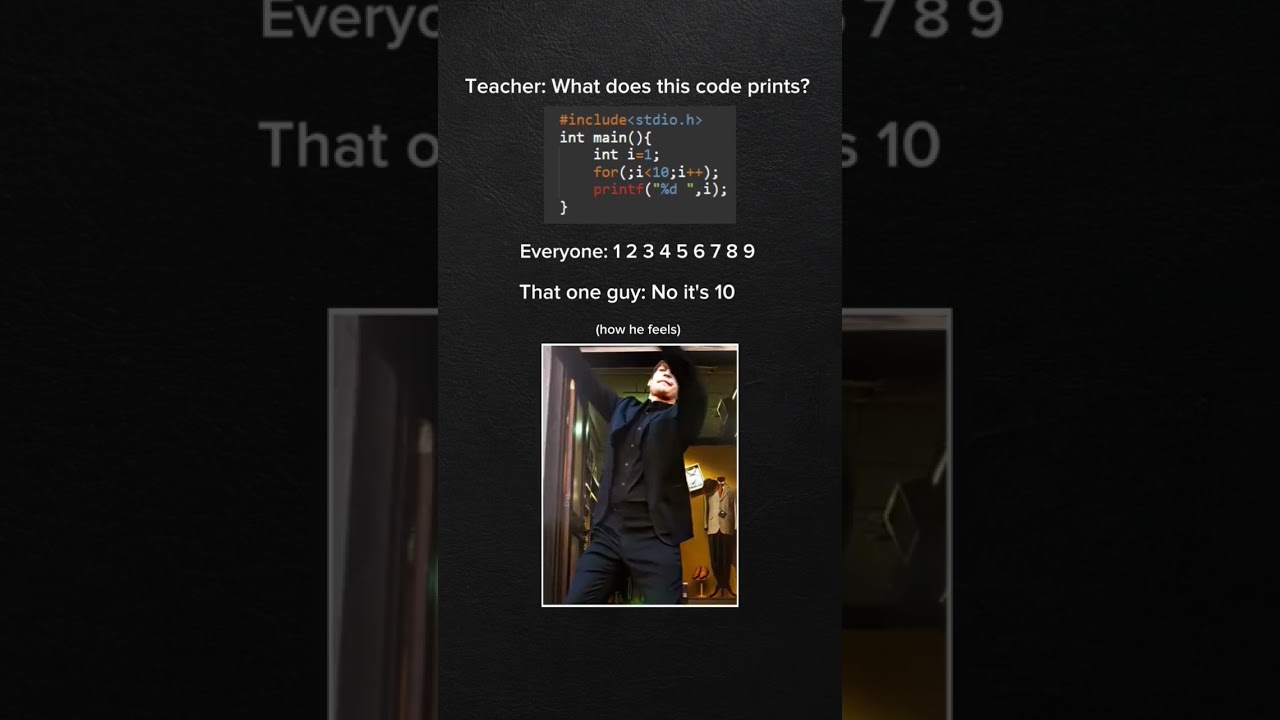 What does this code prints #code #developer #programming #memes #shorts #shortsfeed