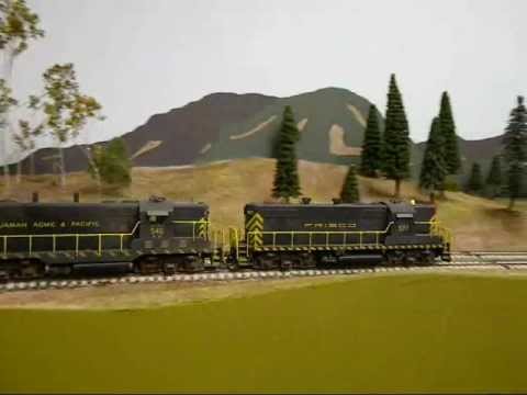 Frisco GP 7's on a very long freight train