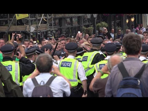 #FreeTommy Protest turns VIOLENT - Scuffles, Police Dogs and Riot Police!