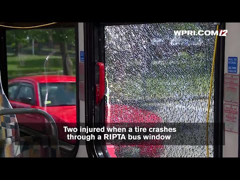 VIDEO NOW: 2 RIPTA riders hurt after tire crashes through bus window
