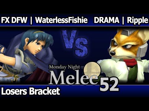 MNM 52 Melee - FX DFW | WaterlessFishie (Marth, Fox) vs DRAMA | Ripple (Fox, Marth) - Losers Bracket