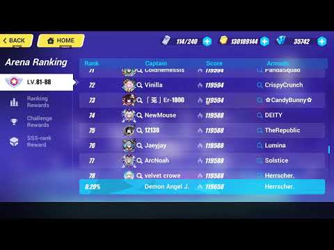 Honkai Impact 3rd Exalted MA Top 100 Americas Server