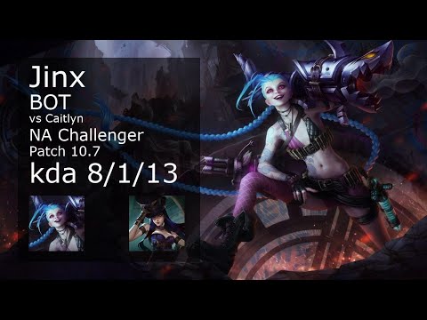 Jinx Bot vs Caitlyn - NA Challenger 8/1/13 Patch 10.7 Gameplay
