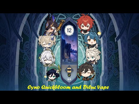 Cyno Quickbloom and Diluc Vape VS Genshin 3.2 Abyss Phase 2 Floor 12 - 9 Stars w/Builds [BB13]