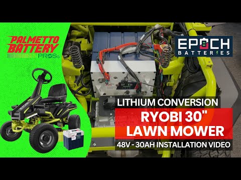 Ryobi Mower Lithium Battery Conversion ~ Epoch Batteries 48v-30ah Installation Video