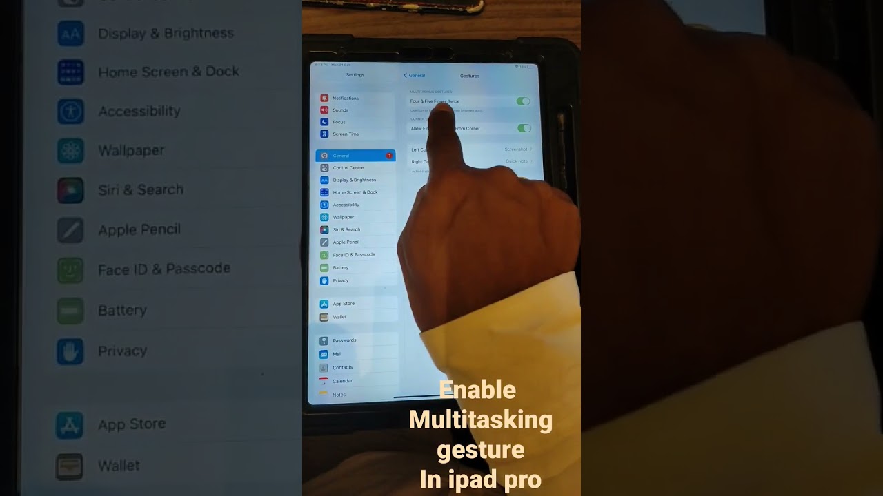 How to enable multitasking gestures in ipad pro(iOS)