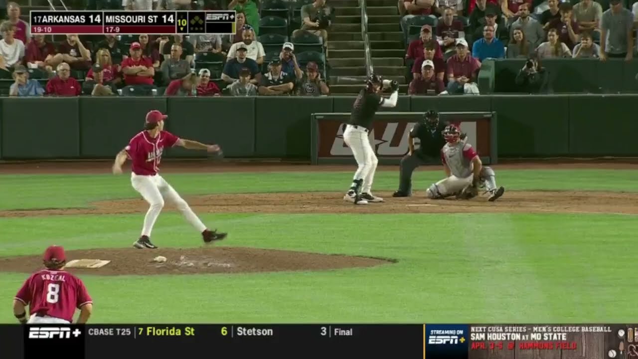 10TH-INNING WALK OFF 🔥 MISSOURI STATE UPSETS NO. 17 ARKANSAS IN EXTRAS 😱 | ESPN College Baseball