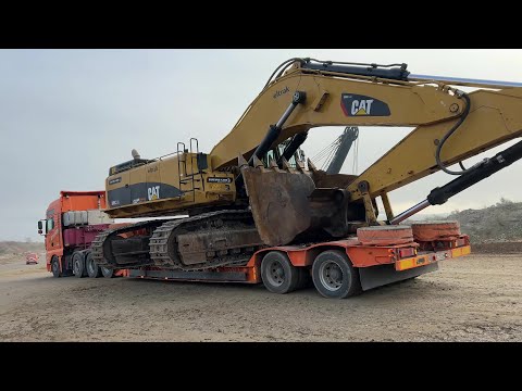 Transporting The Caterpillar 385C Excavator On Site - Sotiriadis/Labrianidis Mining Works - 4k