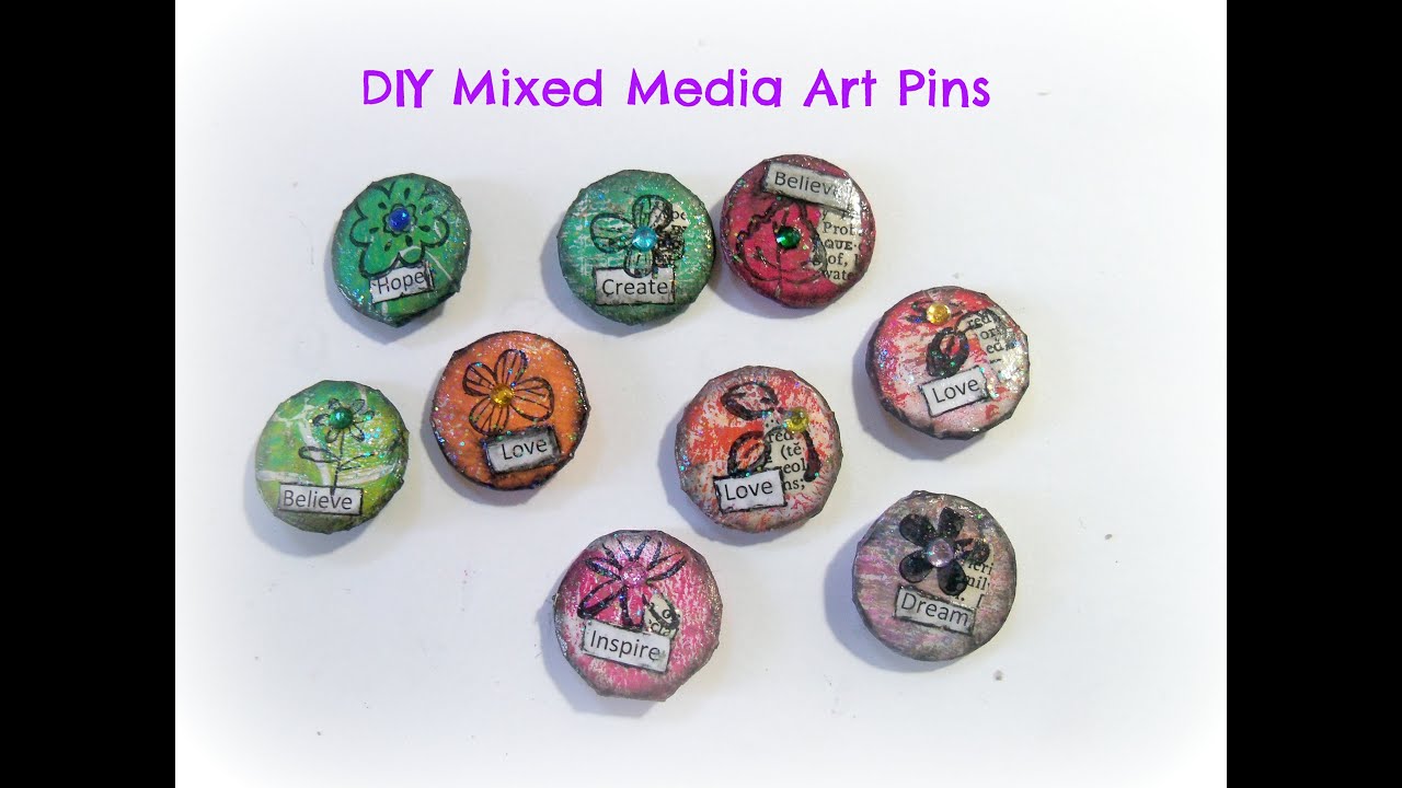 How to make mixed media art pins/ Altered Art pins