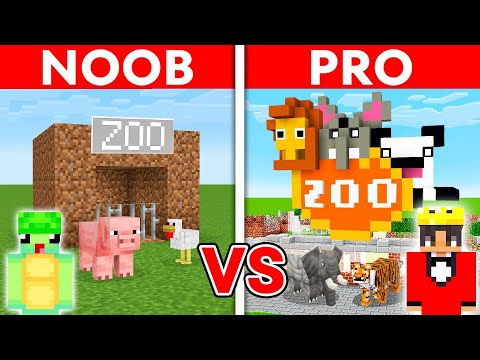 Noob Vs Pro: GIANT ZOO Build Challenge in Minecraft