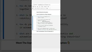 Essential Robotics & Automation Interview Questions for Modern Engineers #Robotics #Automation