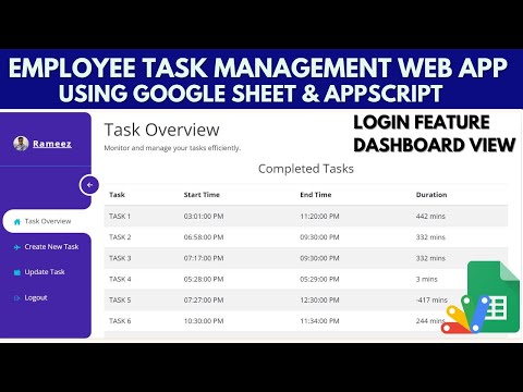 Employee Task Management System with Login Using Google sheet and Appscript | B30