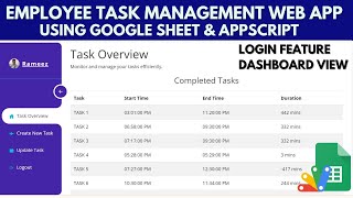 Employee Task Management System with Login Using Google sheet and Appscript | B30