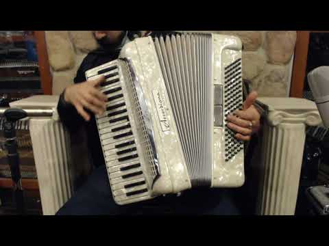 4960 - White Pearl Excelsior Accordiana Slimline 507 Piano Accordion LM 41 120