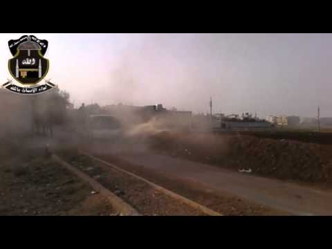 استهداف مقرات النظام في قرية الكم في ريف حمص برشاش 14.5 من قبل لواء الإيمان