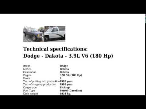 Dodge - Dakota - 3.9L V6 (180 Hp) - Technical specifications