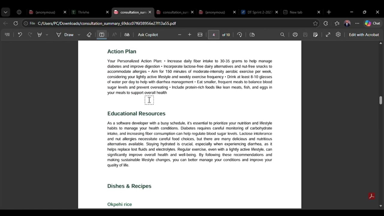 Thrivhe | Inside a Clinical Nutrition Consultation Report — Meal Plan, Action Plan & More