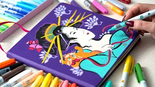Cozy Sketchbook Cover Makeover + Acrylic Markers First Impressions