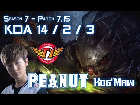 SKT T1 Peanut KOG'MAW vs KALISTA ADC - Patch 7.15 KR Ranked