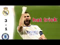 real madrid vs chelsea 3 - 1/ benzema score a hat trick against chelsea/ ucl quarter final 2022.