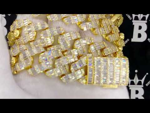 Bling Bling Gold Chunky Baguette Cuban Link CZ Iced Out Chain