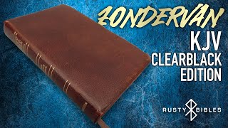 Zondervan Clearblack Edition KJV Bible With Brown Calfskin Leather And Center Column References