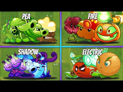 4 Team PEA | SHADOW | FIRE | ELECTRIC Plants - Who Will Win? - PvZ 2 Team Plants Battlez