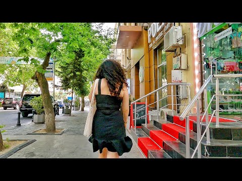 Baku City Center -Summer, July 2021  Bulbul Avenue - Walking Tour -  Azerbaijan, Downtown