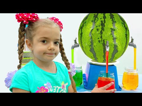 Yummy Fruits and Vegetables Juice with Anabella and Mommy | Fresh Juice and Watermelon Challenge