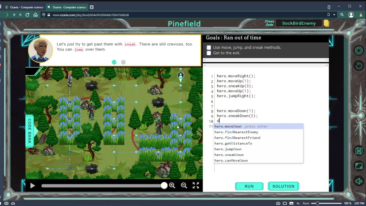 Ozaria-Javascript-Chapter 3-Module 1- Pinefield