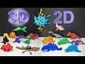 2D vs 3D Dinosaurs | 3D Printed Articulated Animal Toys