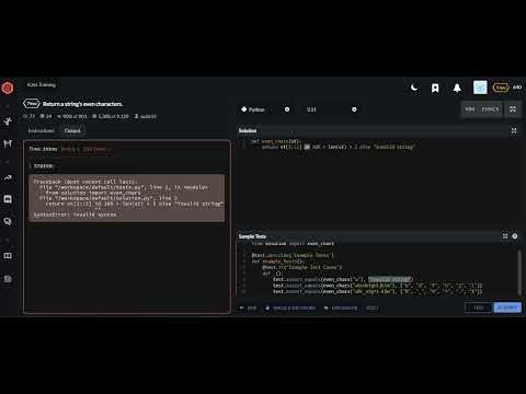 Codewars Python Return A Strings Even Characters