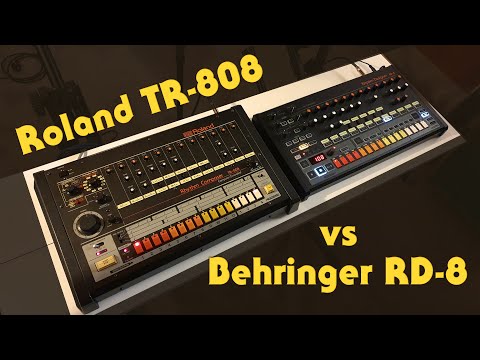 Roland TR-808 vs Behringer RD-8 - individual sound comparison as well as in a beat